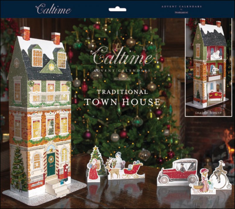 455353-Woodmansterne-Traditional Town House Advent Calendar Pc20-Xmas Stationery-Caltime