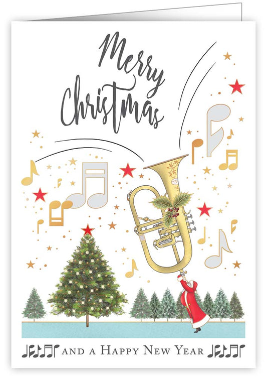 4694-Quire-Santa Playing The Trumpet-Xmas Card-Mac Classic