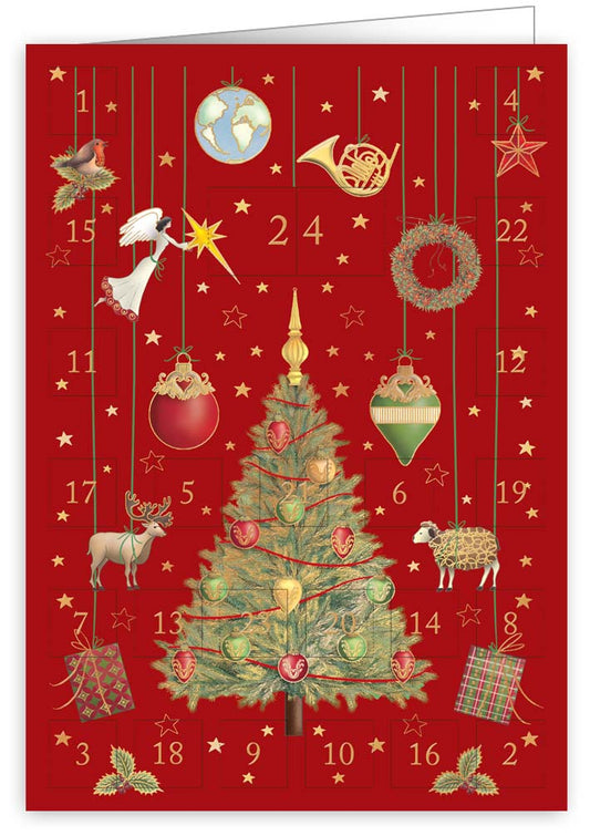 6388-Quire-Tree And Hanging Ornaments-Xmas Card-Advent Calendar