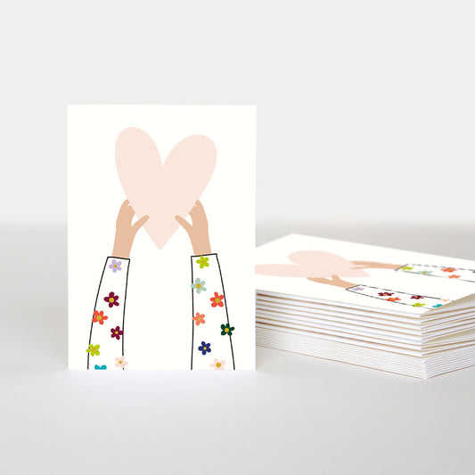 PQE262-Caroline G-Hands Holding Up Heart Blank-Card-Notecards