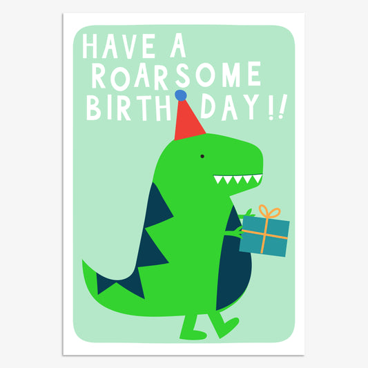 KIN034-Think of Me-Roarsome Birthday Dino-Card-Kind