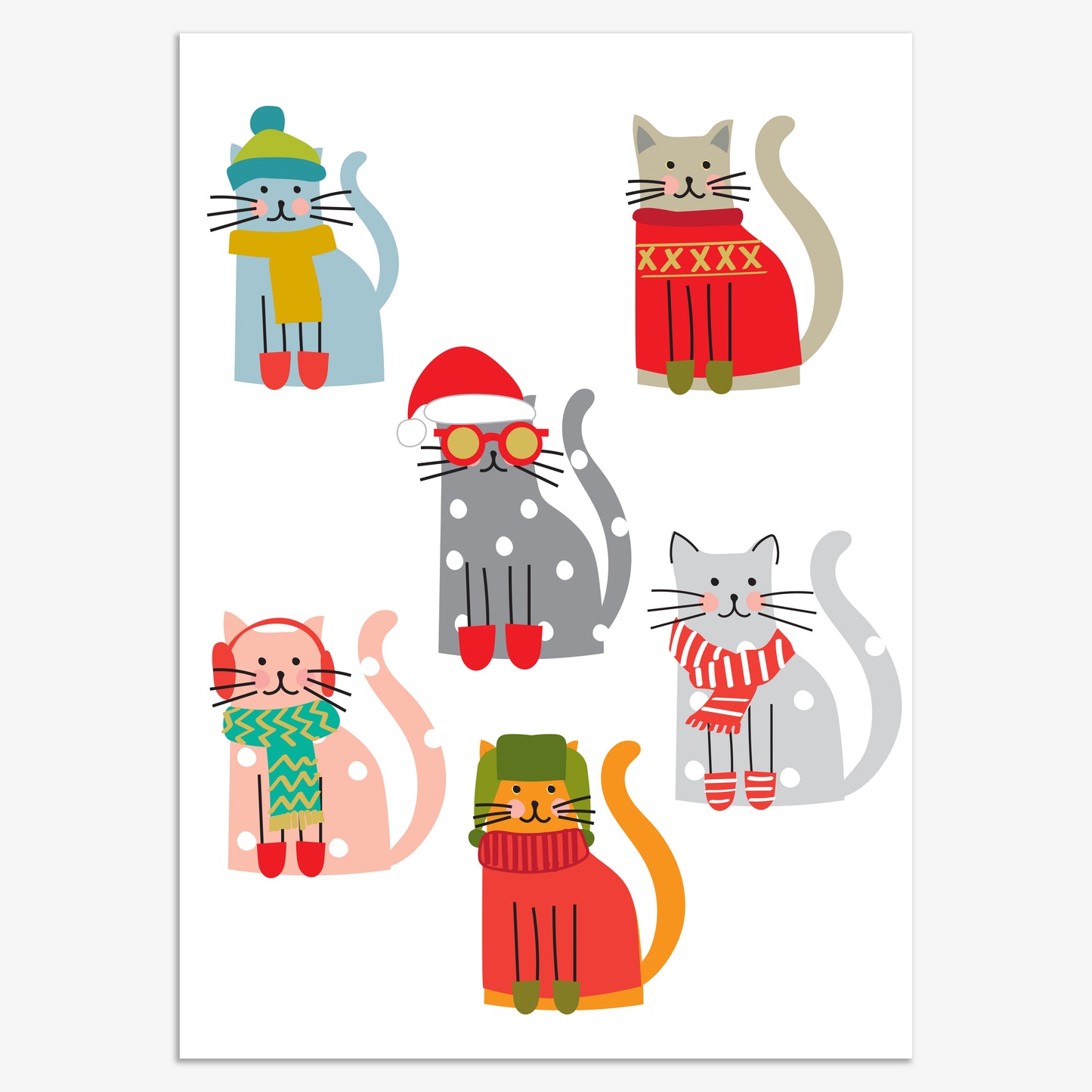 CPX120-Think of Me-Kittens In Mittens 8Pck-Xmas Card Pack-Christmas Thank You Packs