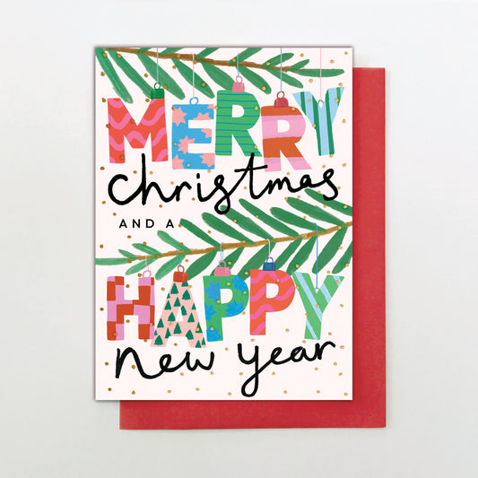 HC001-Stop The Clock-Card- Merry Baubles-Xmas Card-Happy Christmas