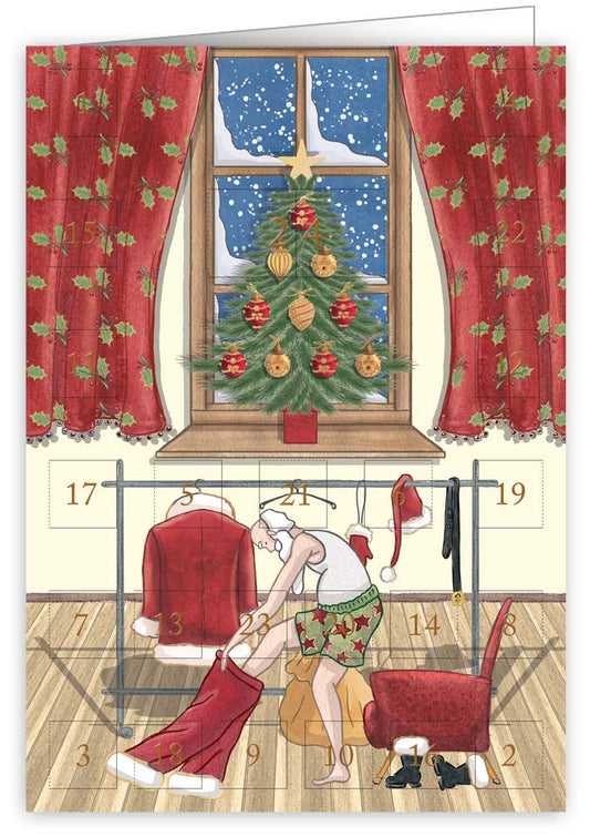 6371-Quire-Santa Getting Dressed-Xmas Card-Advent Calendar