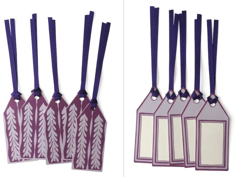 TAG PURPLE Cambridge Imprint  Gift Tags 5pk Fancy Gift Tags with Ribbon Purple