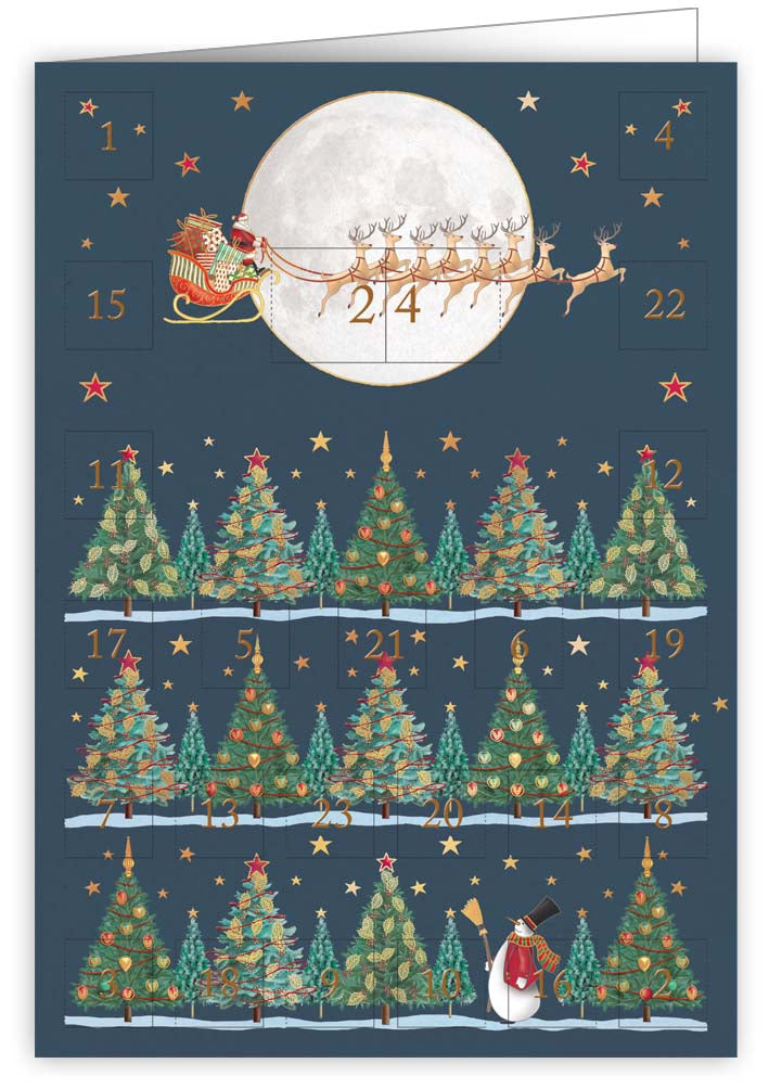 6383-Quire-Santa Flying Through The Sky-Xmas Card-Advent Calendar