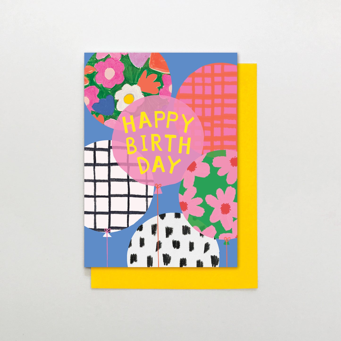 LE001-Stop The Clock-Card- Patterned Birthday Balloons-Card-Pink Lemon