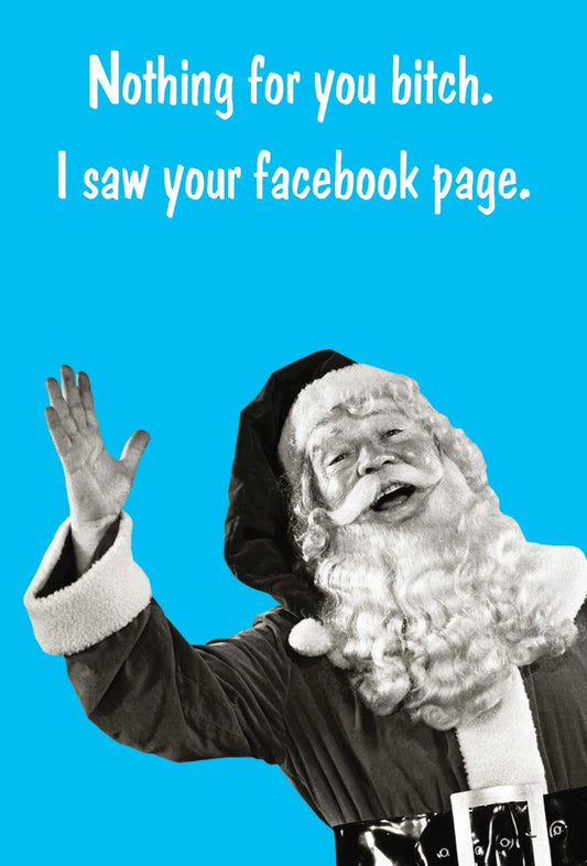 XBC020-Kiss Me Kwik-Santa Facebook-Xmas Card-