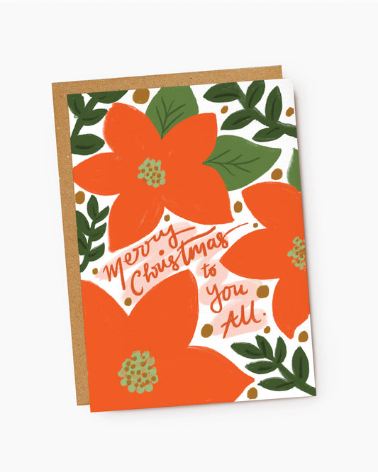 CX243-Jade Fisher-Merry Christmas To You All Poinsettias-Xmas Card-Christmas
