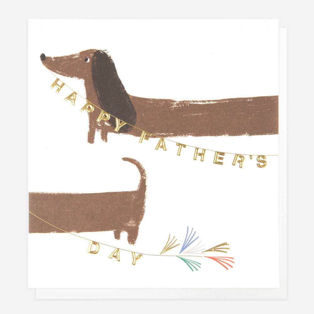 FTH008-Caroline G-Happy Father'S Day Sausage Dog Tassels-Card-