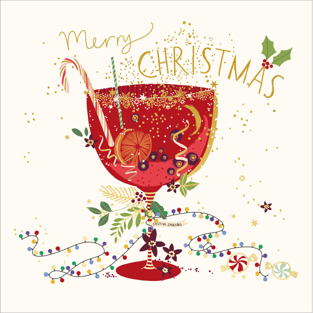 609008-Woodmansterne-Q Christmas Cocktail-Xmas Card-Peach & Prosecco