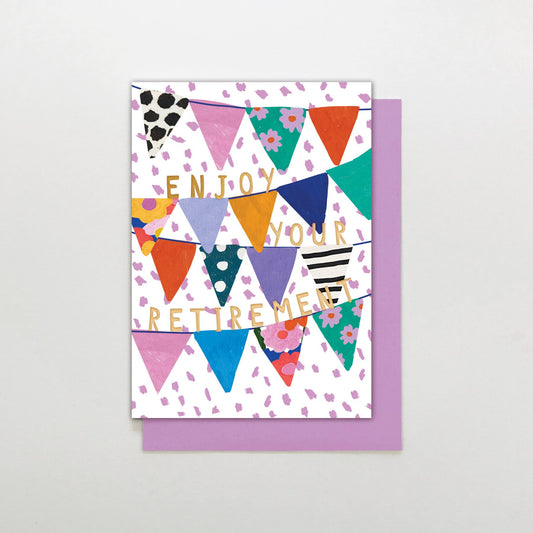 RB027-Stop The Clock-Retirement Bunting-Card-Rainbow