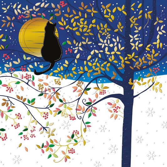 9695400062-Editions du Desastre-Black Cat Gold Moon-Xmas Card-Lumiere D'Hiver