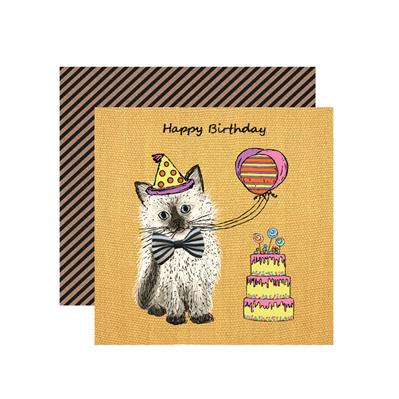 KM009-Apple & Clover-Happy Birthday Fluffy Kitten-Card-Keen As Mustard