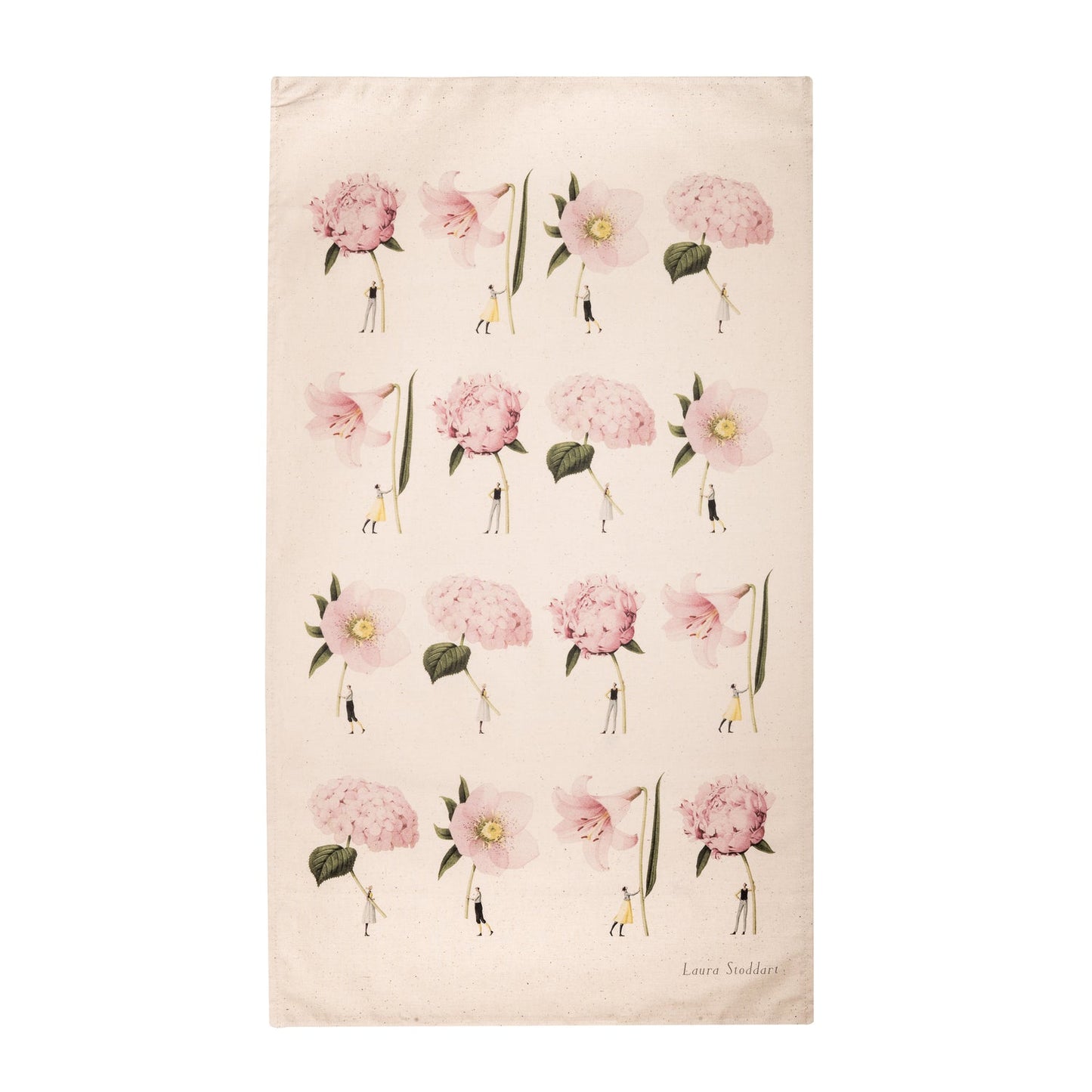 IBP007B-Laura Stoddart-Pink Multi Flowers-In Bloom-Tea Towel Cotton 48 x 78 cm