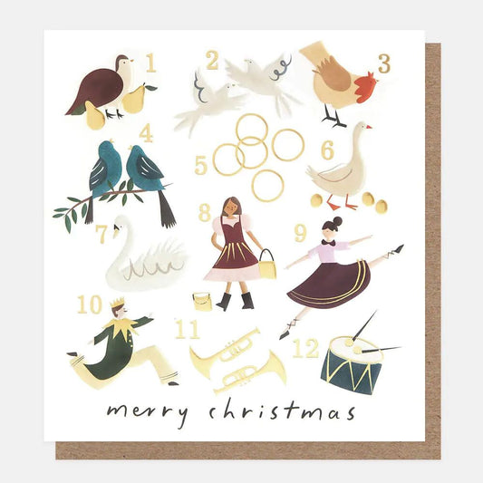 PNT617-Caroline G-Merry Christmas 12 Days Of Christmas-Xmas Card Pack-8 Pack 1 Design