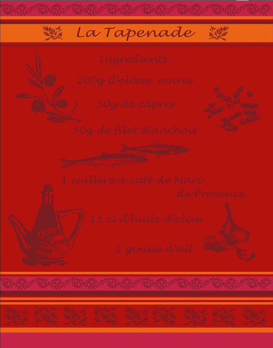 A5354ROUG-Sud Etoffe-Tapenade Rouge Tea Towel 50X70Cm-Giftware-