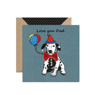 BT171-Apple & Clover-Love You Dad Dalmatian-Card-Bow Tie