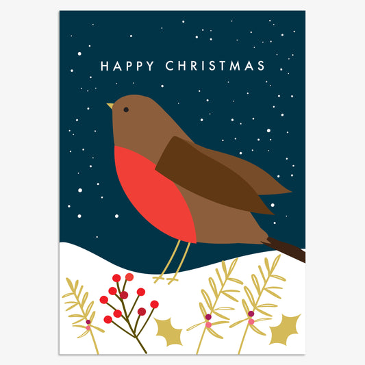 CPX123-Think of Me-Happy Christmas Robin 8Pck-Xmas Card Pack-Christmas Packs