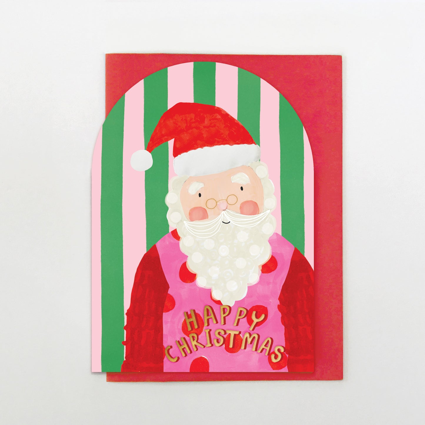 YULE007-Stop The Clock-Card- Santa Stripes-Xmas Card-Fabyuleous