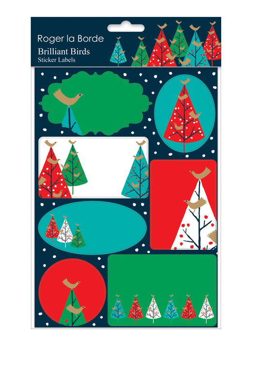 ST091-Roger La B-Brilliant Birds Sticker Assorted Labels 2 X Sheets-Xmas Stickers-Brilliant Birds