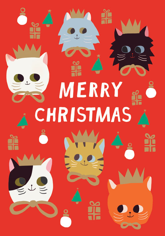 GCX1045-Roger La B-Cat Faces-Xmas Card-