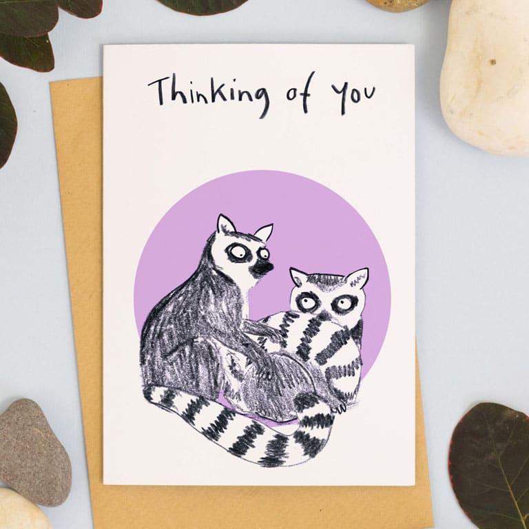 0913-Jo Clark Design-Thinking Of You Lemur-Card-