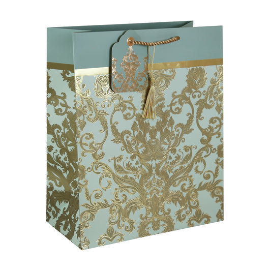 X-33249-2C-Eurowrap-Jb Opulant Damask Large Bag-Xmas Gift Bag-