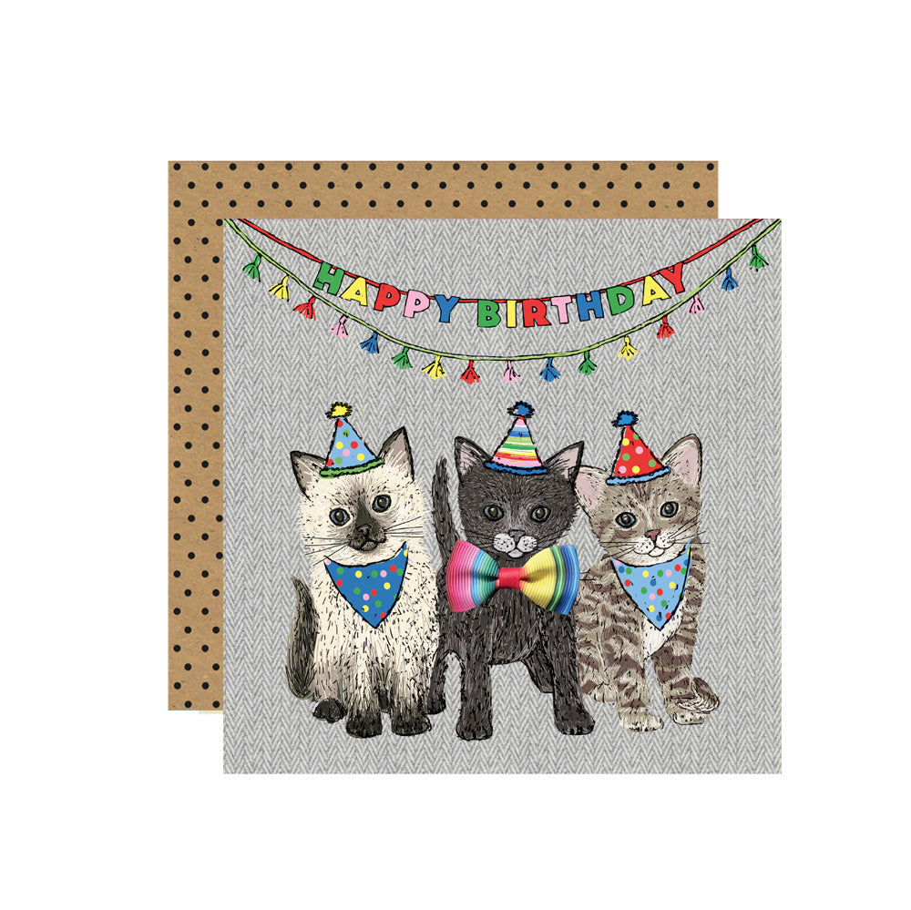FE002-Apple & Clover-Happy Birthday Cat Party-Card-Fiesta