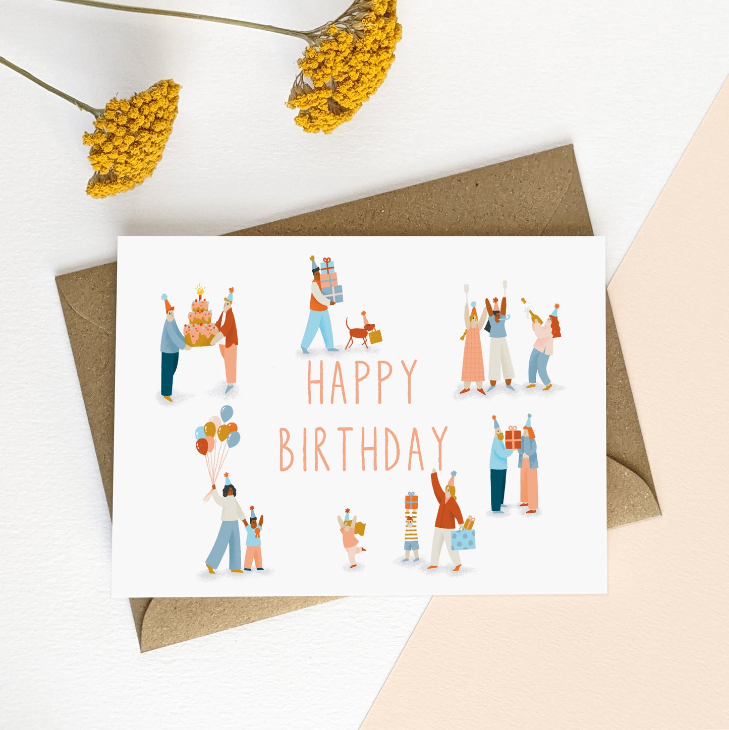 CDB004-Elsa Rose Frere-Birthday Crowd -Card-Denim Blue