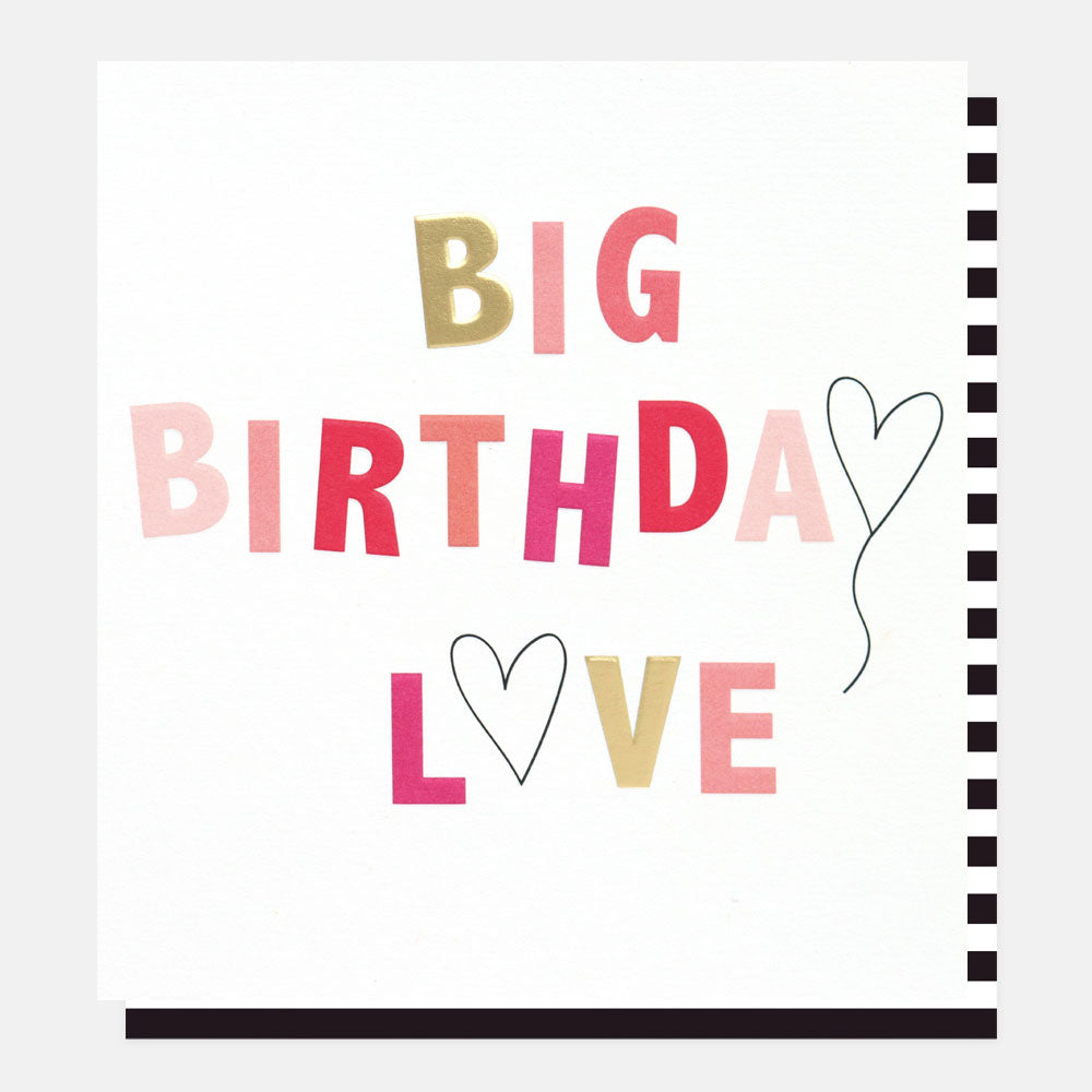 BEW003-Caroline G-Big Birthday Love Hearts-Card-Best Wishes