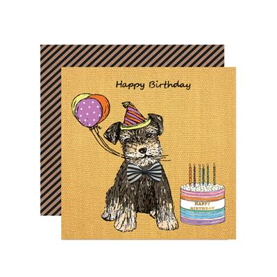 KM004-Apple & Clover-Happy Birthday Schnauzer-Card-Keen As Mustard