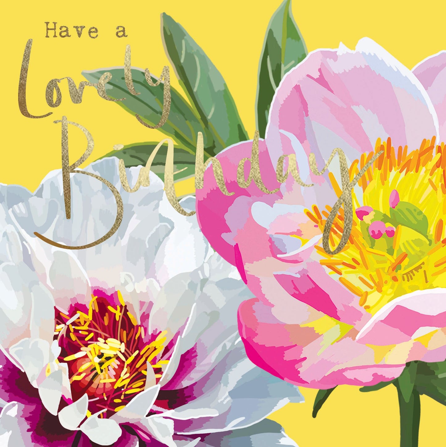 SF002-Sarah Kelleher-Lovely Birthday Peonies Yellow-Card-Summer Florals