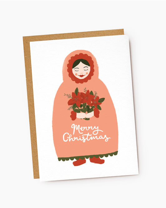 JX236-Jade Fisher-Annalee-Merry Christmas Pink Traditional Lady-Xmas Card-Christmas