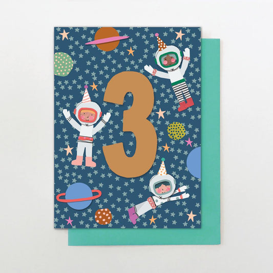 YW035-Stop The Clock-Boy Age 3 Astronauts-Card-Young & Wild