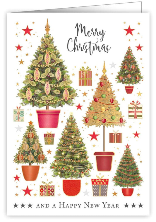 4764-Quire-Christmas Trees In Pots With Presents-Xmas Card-Mac Classic