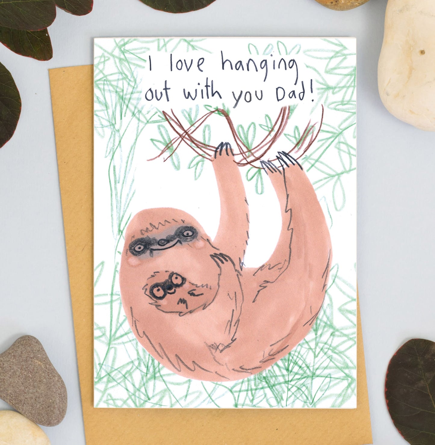 1095-Jo Clark Design-Sloth I Love Hanging With Dad-Card-