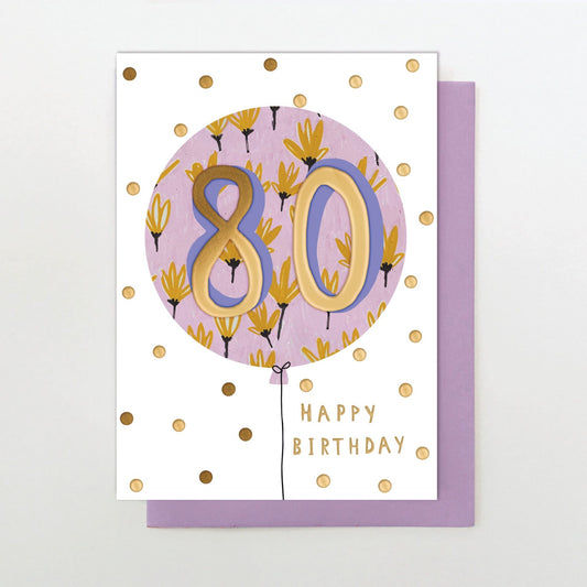 OLL032-Stop The Clock-Female 80 Birthday Balloon-Card-Ooh La La