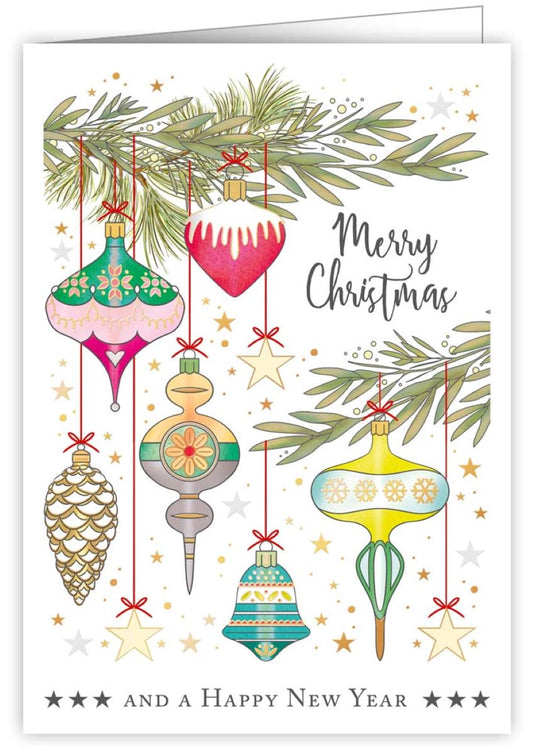 4765-Quire-Christmas Ornaments Hanging From Branch-Xmas Card-Mac Classic