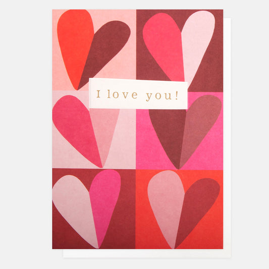 LUV006-Caroline G-I Love You Ticker Geo Patwork Heart-Card-