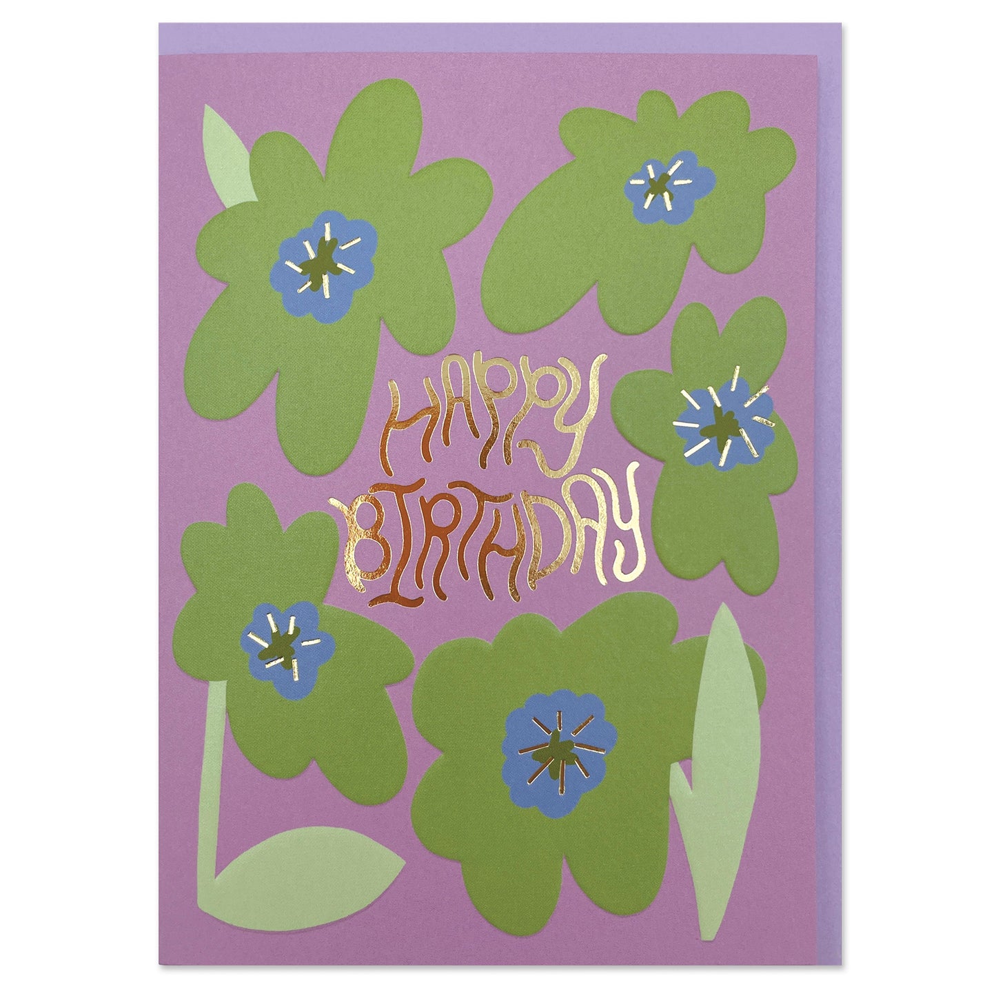 NUR002-Raspberry Blossom-Happy Birthday Lilac Flowers-Card-Nurture