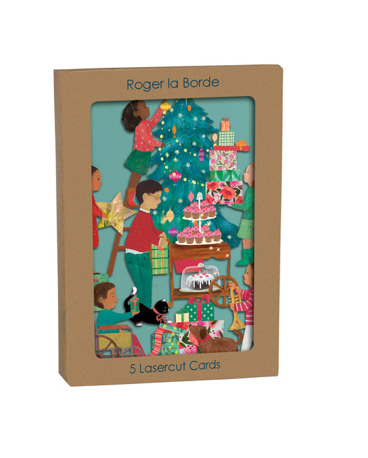 GCX1029P-Roger La B-Christmas Party Lasercut Card 5 Pack-Xmas Card Pack-Lasercut Cards