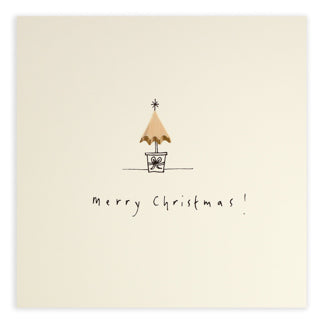 (073)PSC-CTG-Ruth Jackson-Christmas Gold Tree-Xmas Card-Pencil Shavings