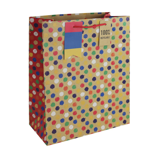 32364-2C-Eurowrap-Kraft Multi Spots Large Bag-Gift Bag-