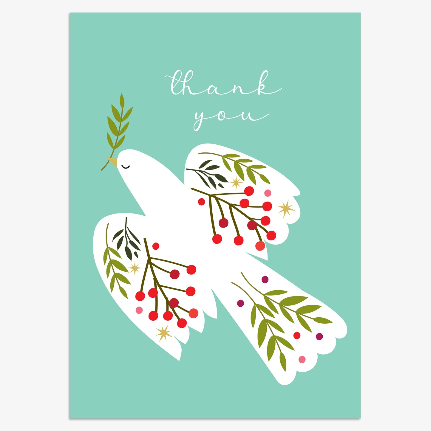 CPX132-Think of Me-Thank You Dove 8Pck-Xmas Card Pack-Christmas Thank You Packs