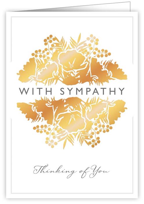 1054-Quire-Sympathy Golden Flowers-Card-Ivory White