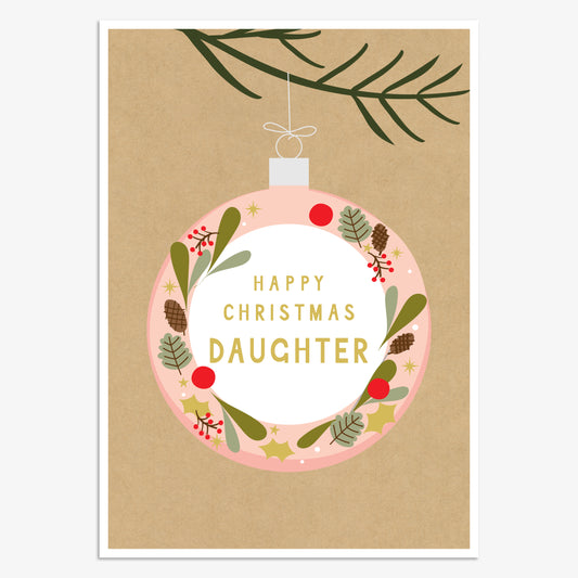 HJX006-Think of Me-Daughter-Xmas Card-Holly Jolly
