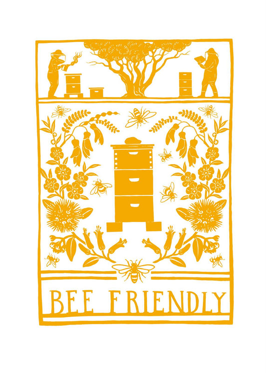 TWTT001-Live Wires-Bee Friendly Tea Towel-Giftware-