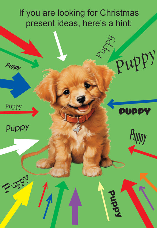 XKMK2408-Kiss Me Kwik-Xmas Puppy-Xmas Card-
