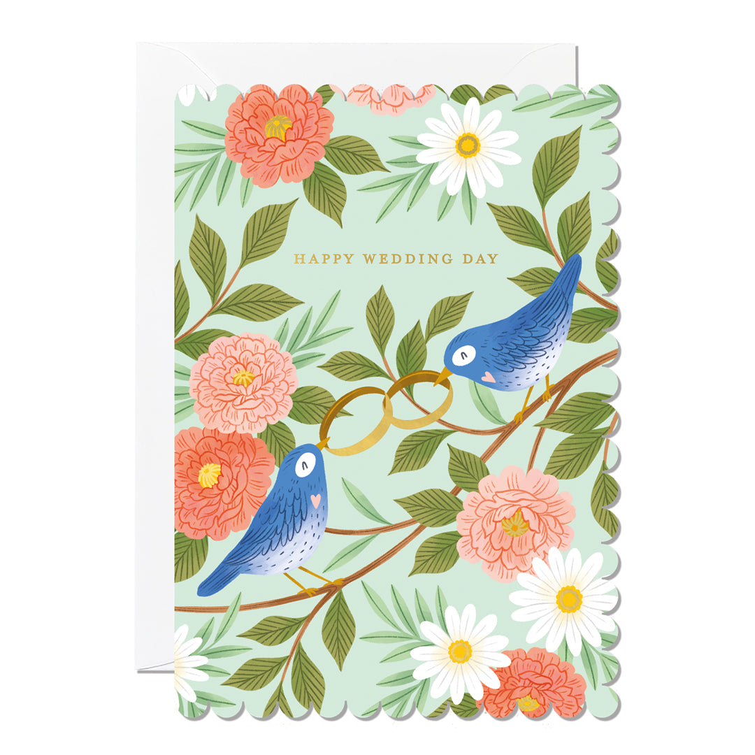 C274-Ricicle Cards-Wedding Birds& Rings-Card-